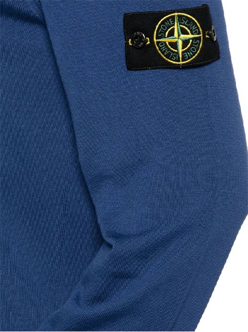 Maglione blu ceruleo con logo STONE ISLAND | 155100053S00B2V0028